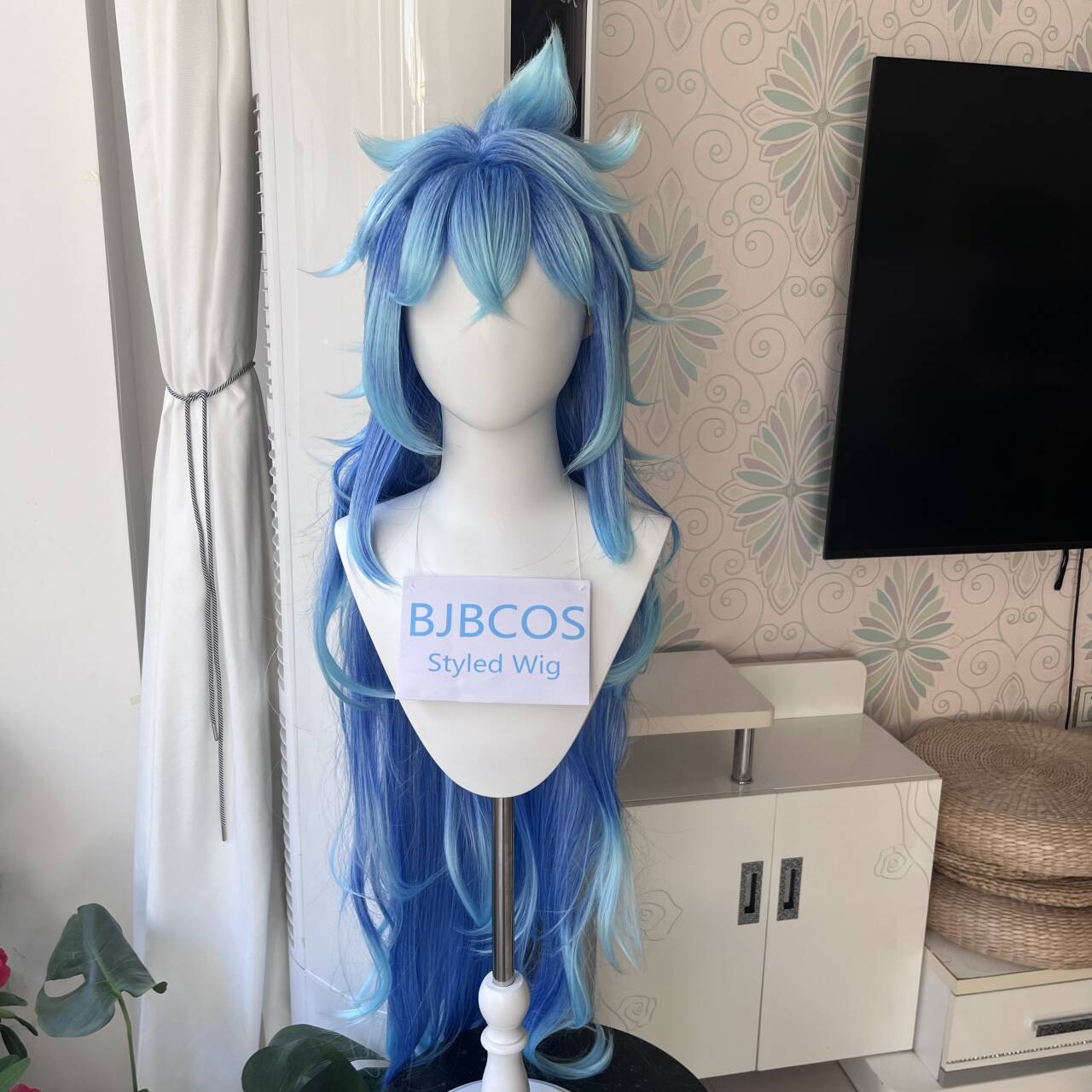 Anime Cosplay Blue Hair - [Stylisierte Perücke] Idia Cosplay-Perücke, Anime Twisted