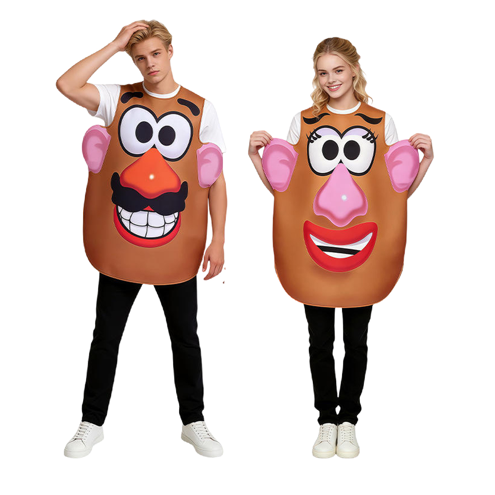 Anime Cosplay Couple - Kartoffelkopf-Kostüm Herr und Frau Kartoffelkopf-Partneroutfit Halloween
