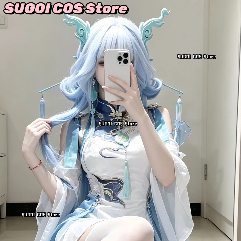 Anime Cosplay Blue Hair - C921Anime-Spiel Wuthering Waves Cosplay Qingxiao Chinesischer
